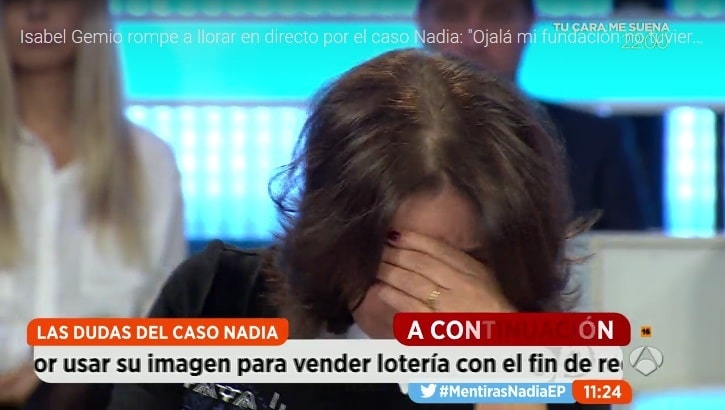 Isabel Gemio rompe a llorar en directo en un debate sobre el caso Nadia