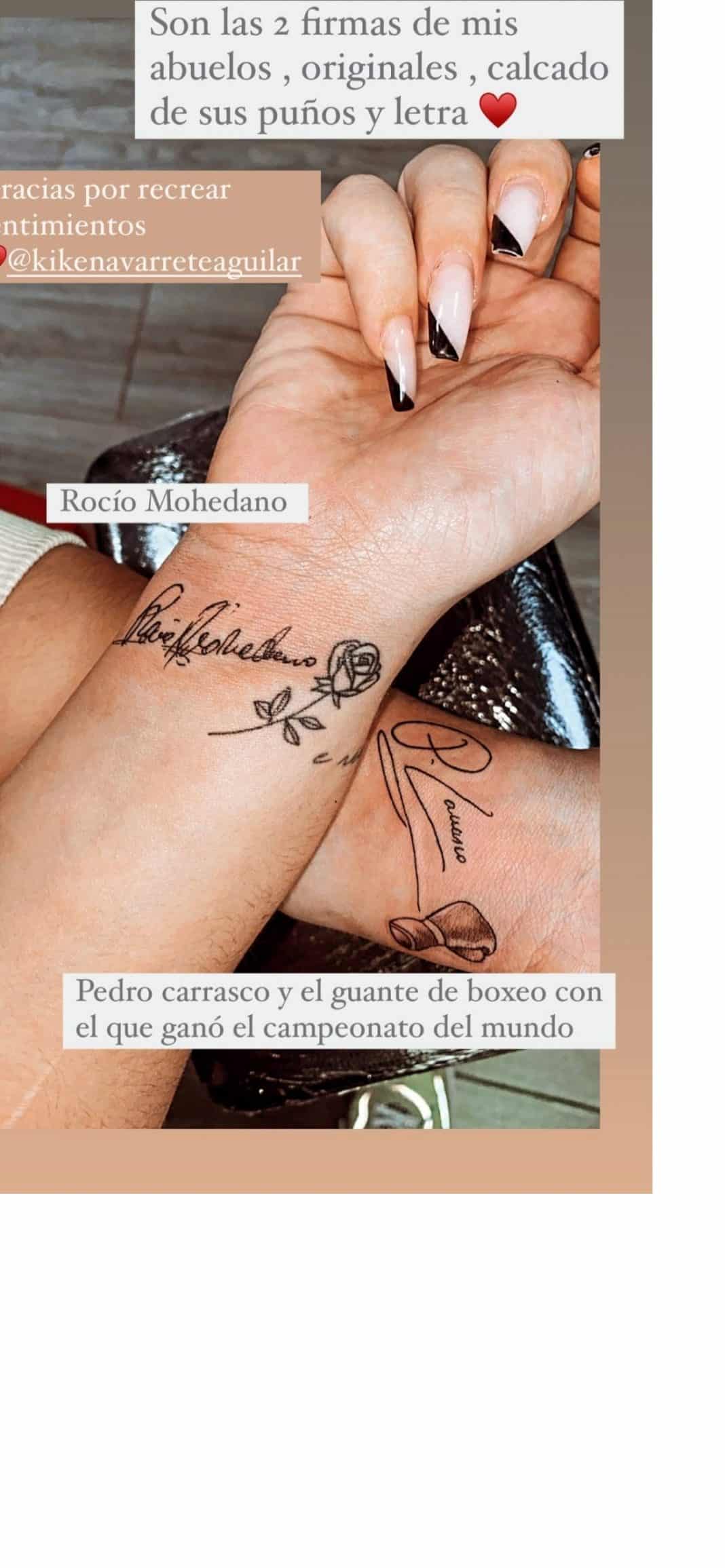 cotilleo rocio flores rotrece se hace una tatuaje de su abuela rocio jurado y de su abuelo pedro carrasco