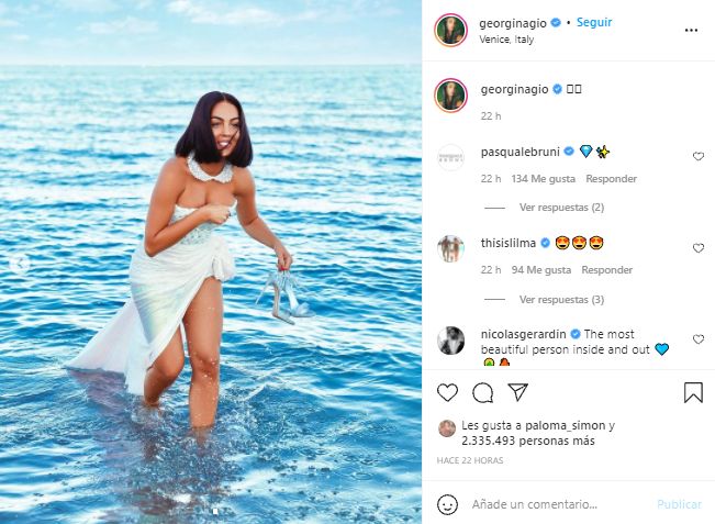 Captura Instagram Georgina Rodríguez vestida de blanco